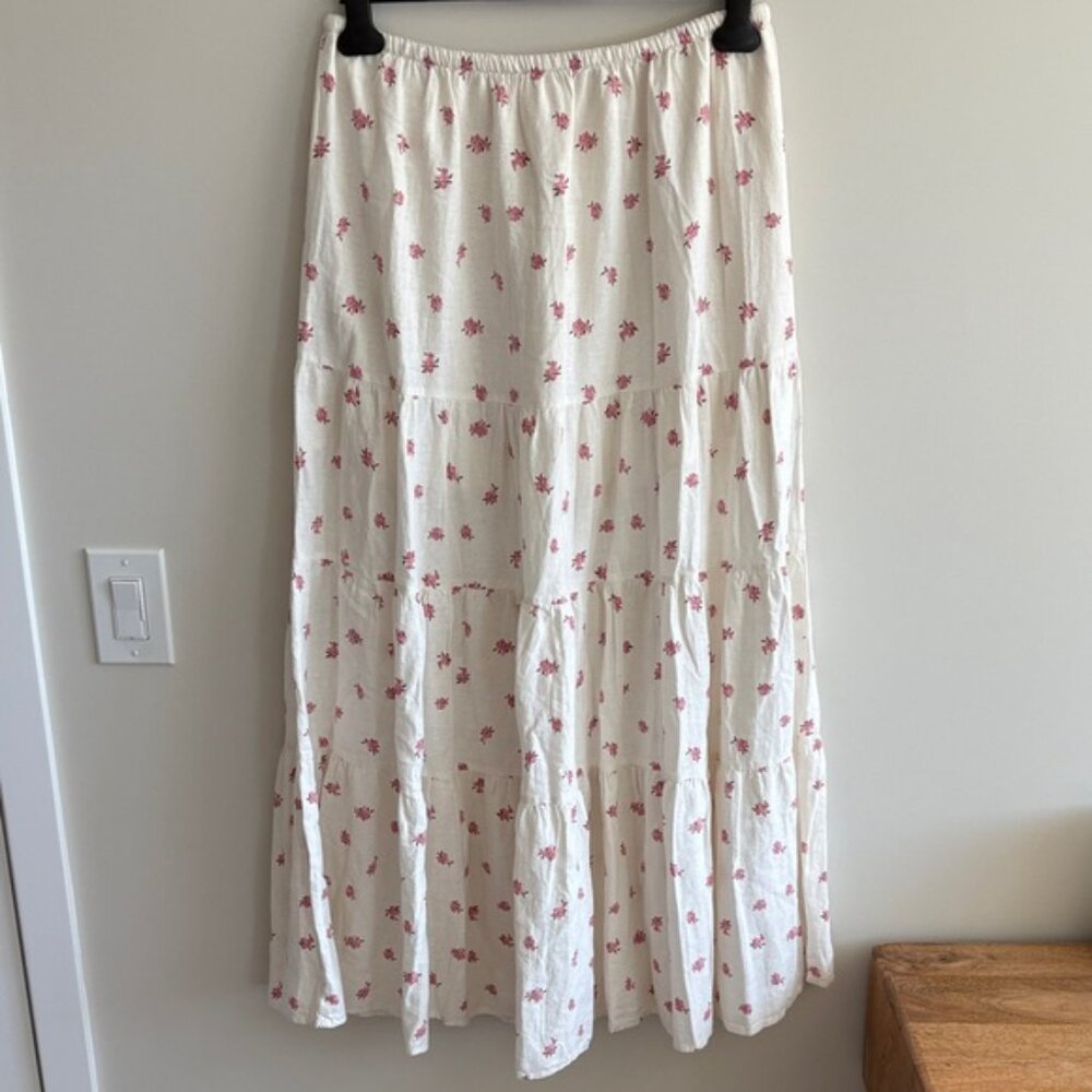 Cotton On White Maxi Skirt with Pink Floral Design - Picture 7 of 10